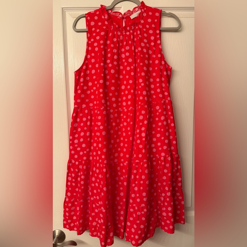Loft polka dot tiered dress